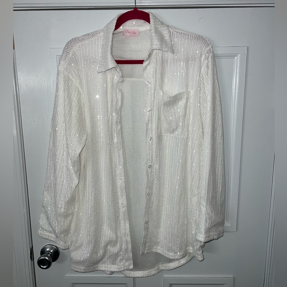 sequin button up